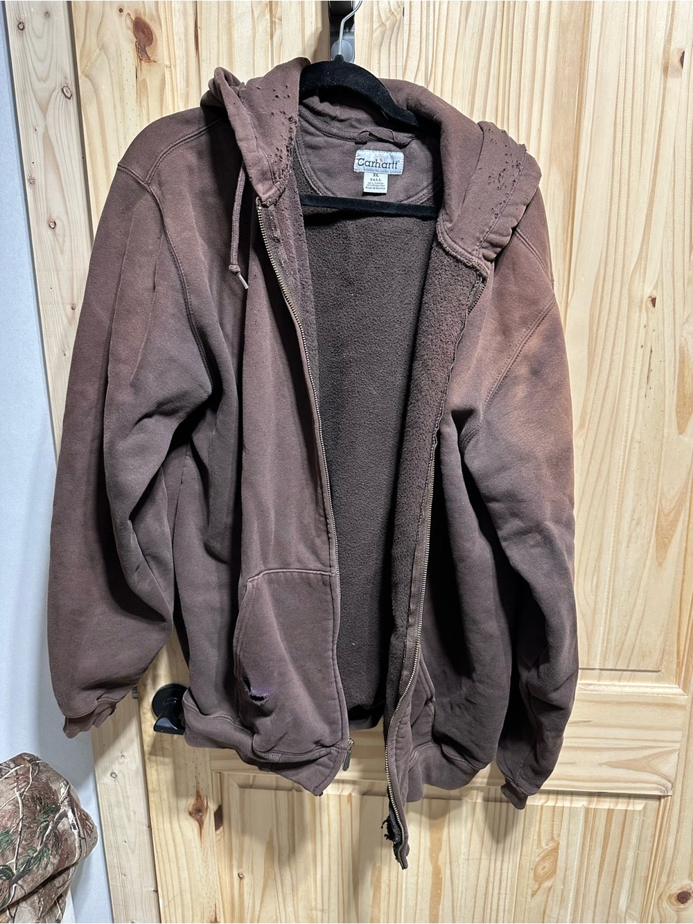 Carhartt Brown Hooded Zip Hoodie Mens XL Tall